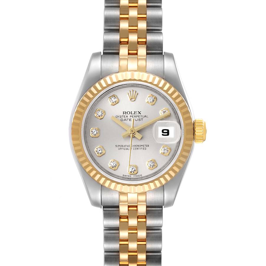 Rolex Datejust 26 Steel Yellow Gold Diamond Dial Ladies Watch 179173 Box Card SwissWatchExpo