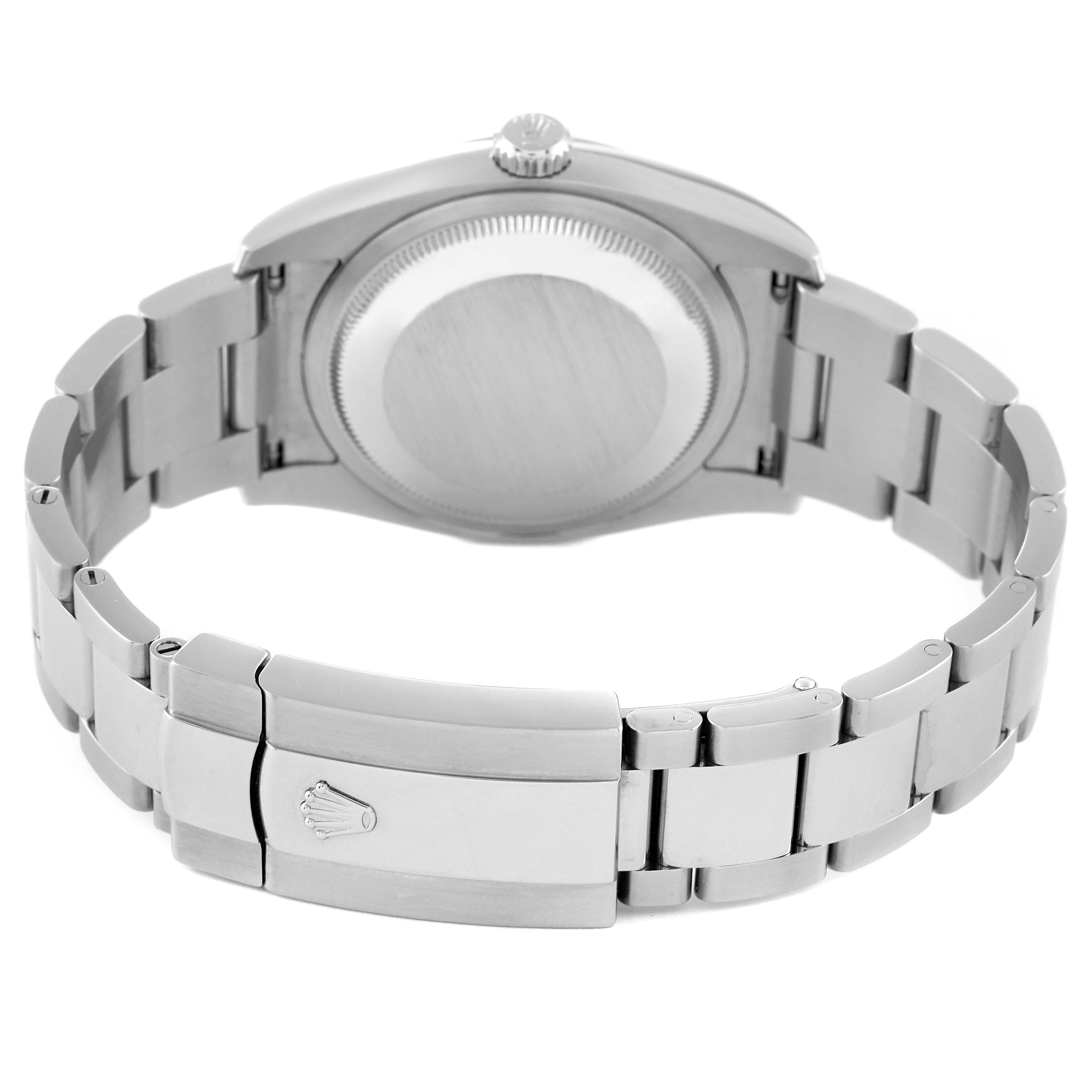 This image shows the back and the clasp of the bracelet for the Rolex Datejust 116200 Men's Stainless Steel Black Dial 116200 Men's Stainless Steel Black Dial watch model.