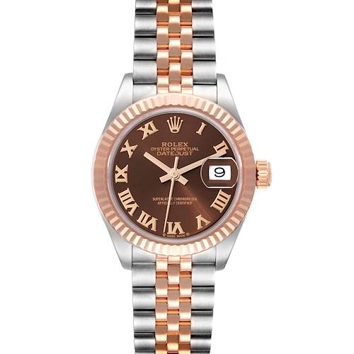 Photo of Rolex Datejust Chocolate Brown Dial Steel Rose Gold Ladies Watch 279171 Box Card
