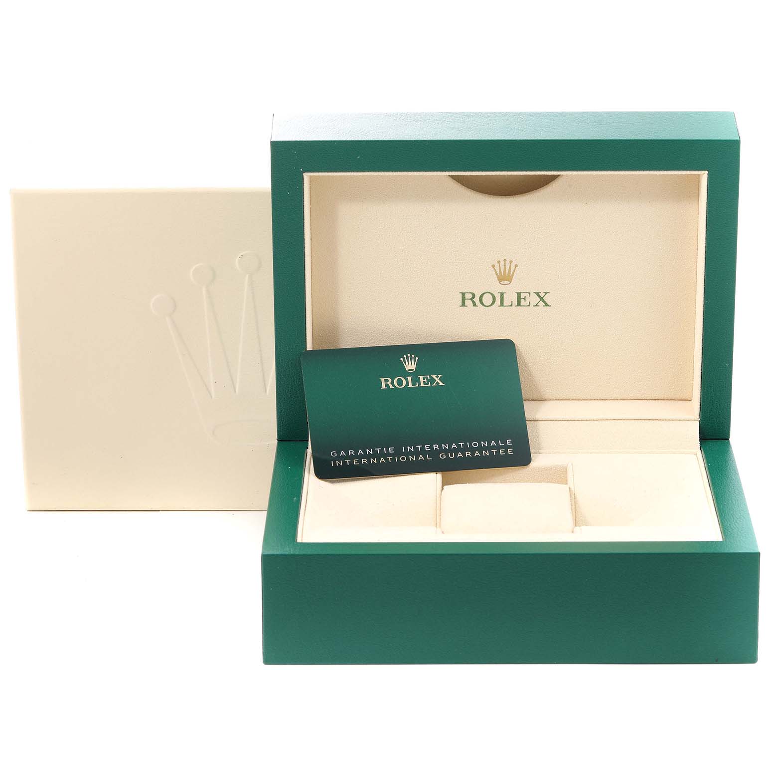 The image shows a Rolex Datejust 279171 Women's Steel and Gold (two tone) Brown Dial 279171 Women's Steel and Gold (two tone) Brown Dial watch box, including the inner case and international guarantee card.