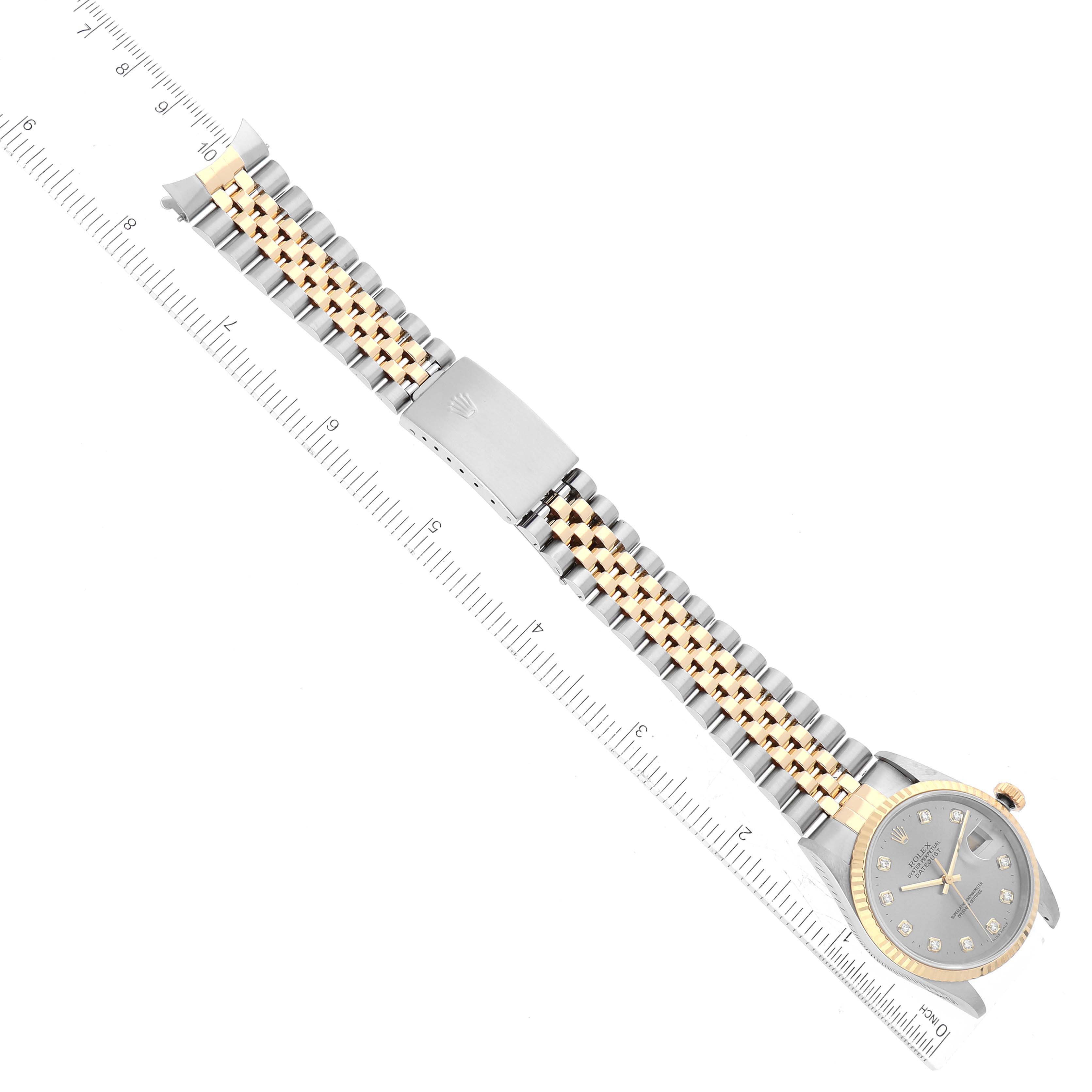 Rolex Datejust Diamond Dial Steel Yellow Gold Mens Watch 16233