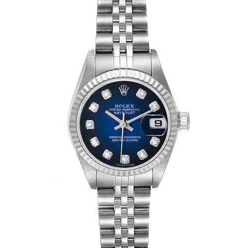 Photo of Rolex Datejust Ladies Steel 18k White Gold Blue Vignette Dial Watch 79174