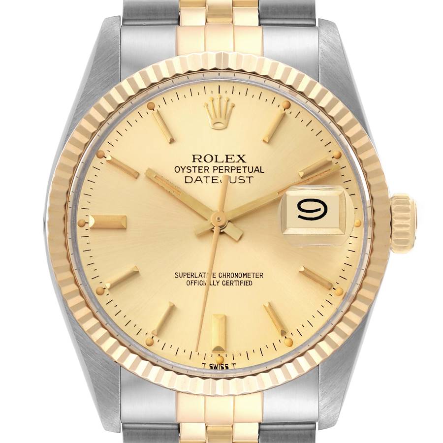 Rolex Datejust Steel Yellow Gold Vintage Mens Watch 16013 Box Papers SwissWatchExpo