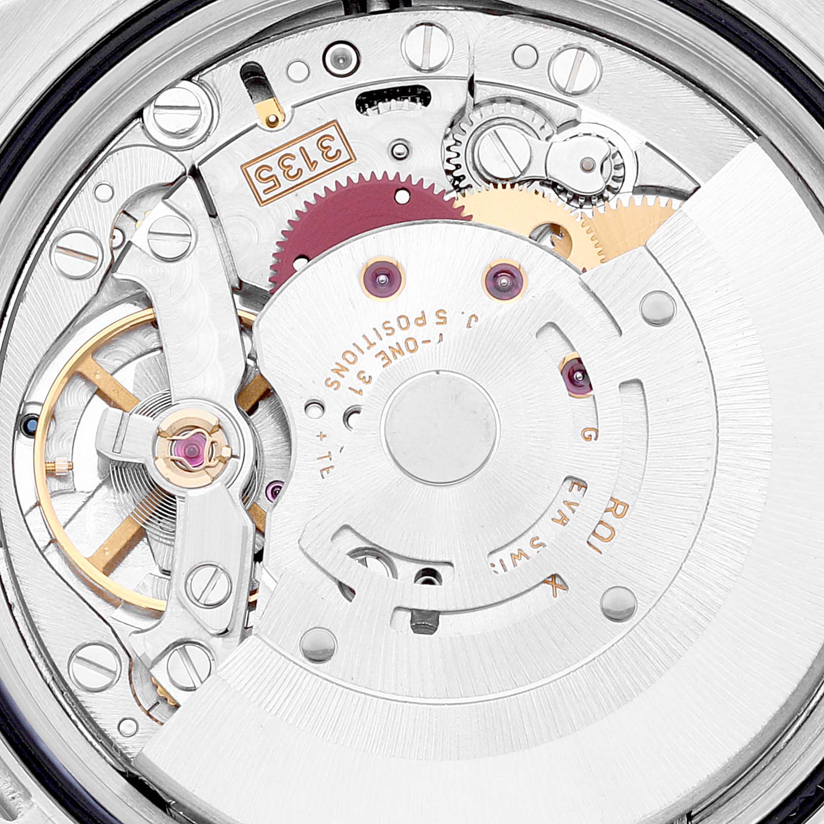 The image displays the internal mechanisms of the Rolex Turn-o-Graph 116264 Men's Stainless Steel Black Dial 116264 Men's Stainless Steel Black Dial watch, showcasing gears and intricate components up close.