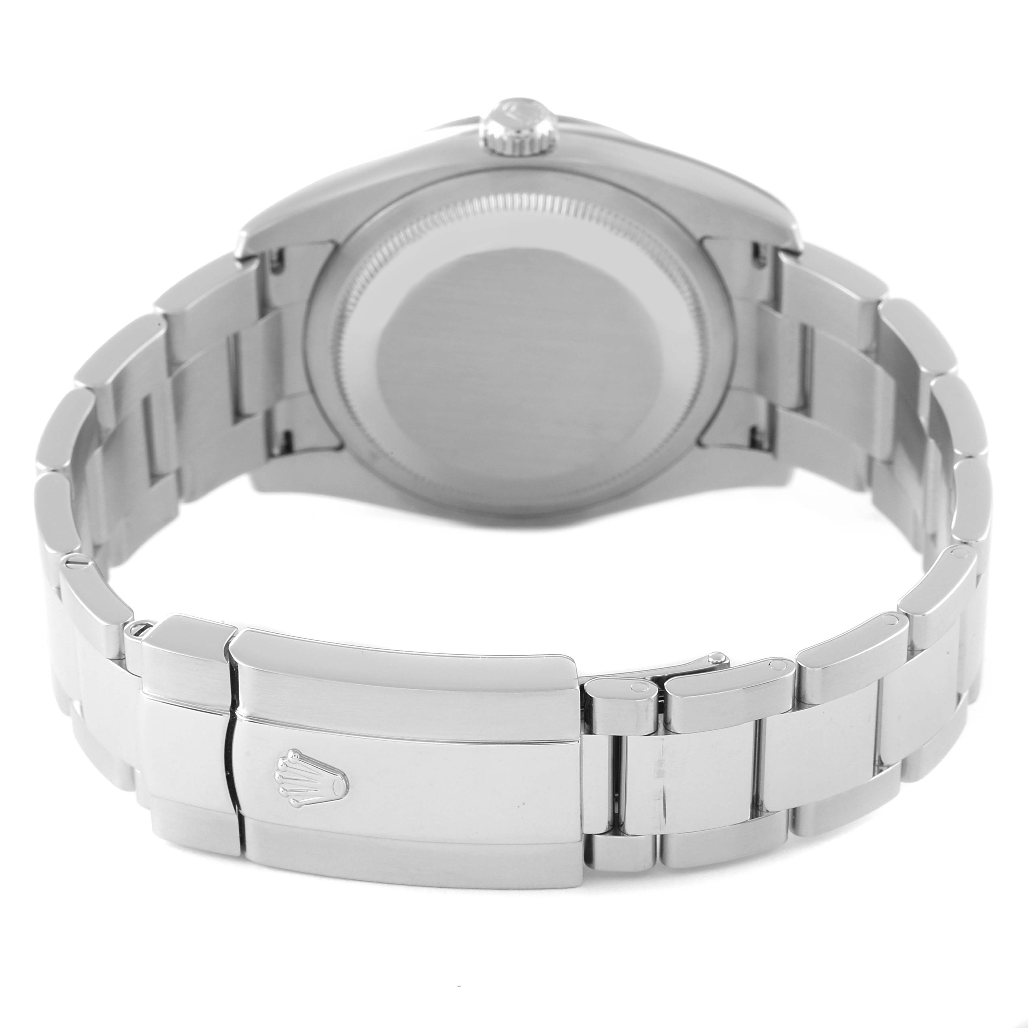 The image shows the back case and clasp of a Rolex Turn-o-Graph 116264 Men's Stainless Steel Black Dial 116264 Men's Stainless Steel Black Dial watch from a rear angle.