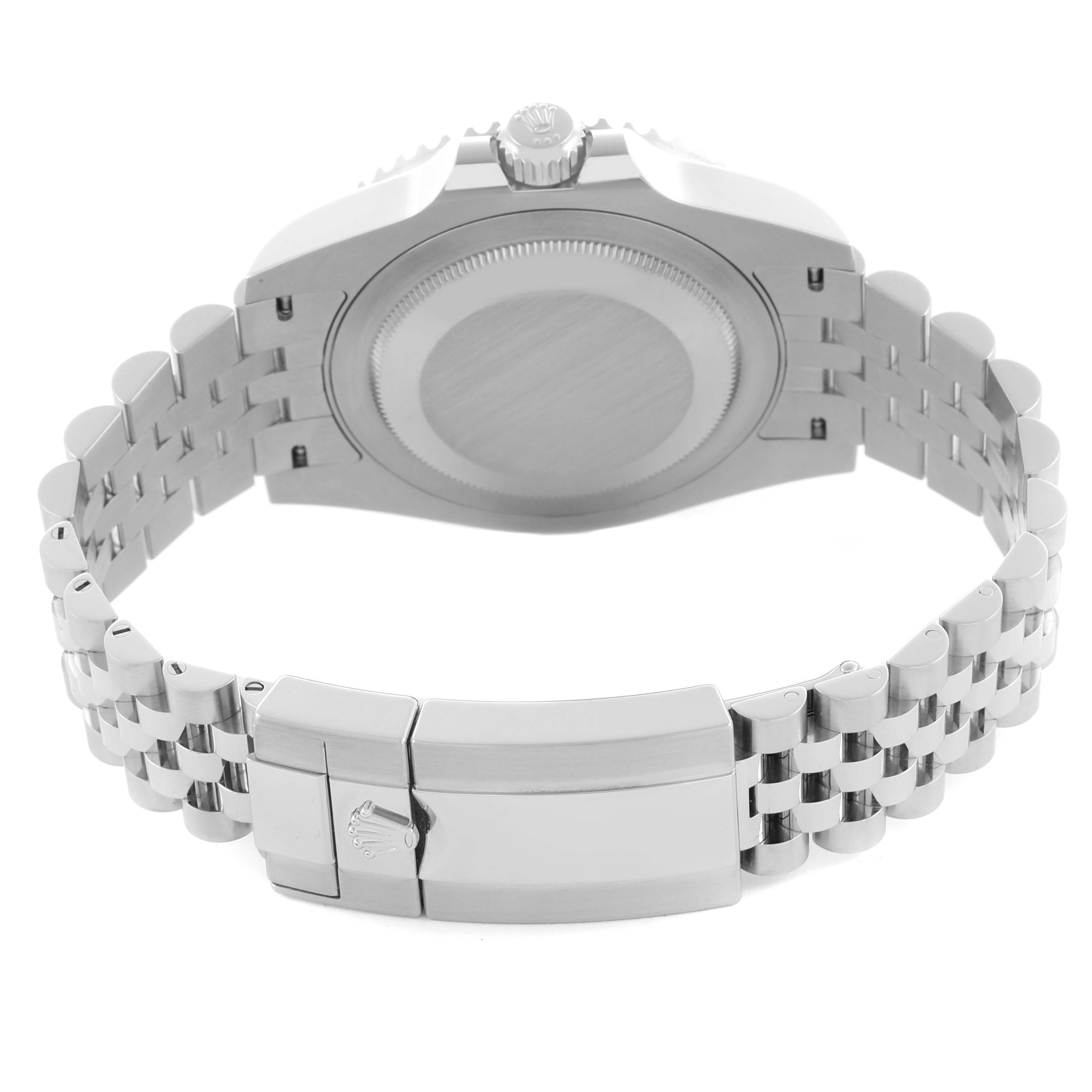 The image shows the back of a Rolex GMT-Master 126710BLNR Men
s Stainless Steel Black Dial 126710BLNR Men
s Stainless Steel Black Dial, displaying the case back and bracelet.