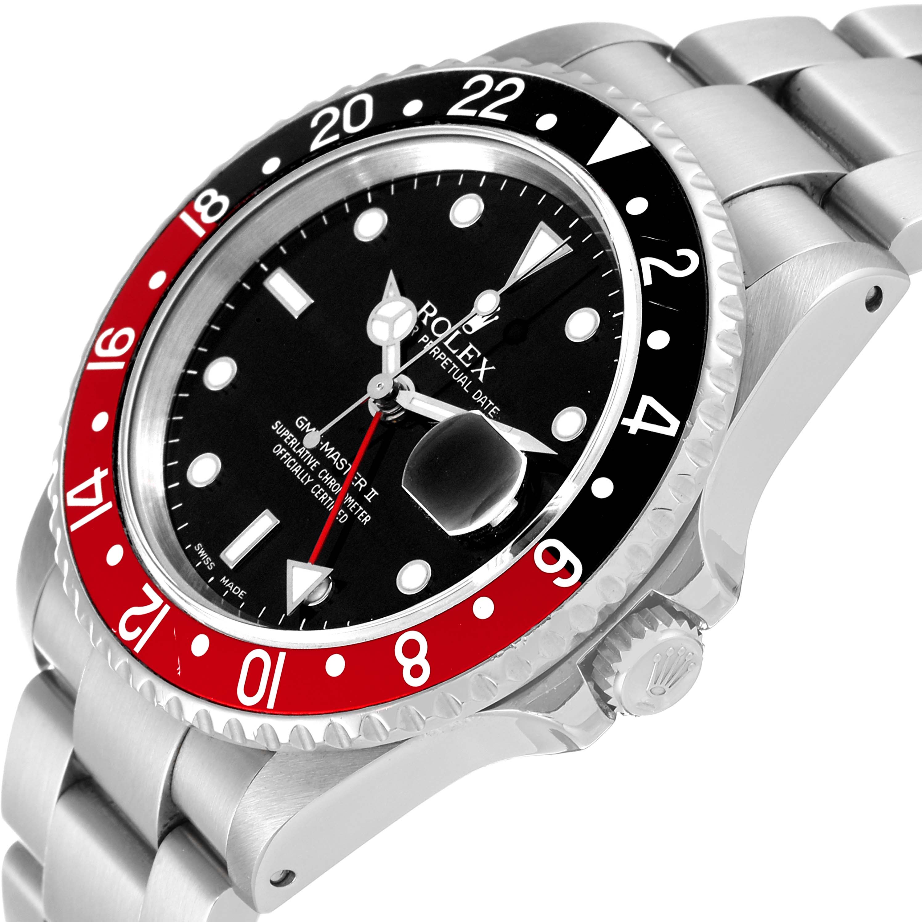 The image shows a close-up angled view of the Rolex GMT-Master 16710 Men
s Stainless Steel Black Dial 16710 Men
s Stainless Steel Black Dial watch, highlighting the dial, bezel, crown, and part of the bracelet.