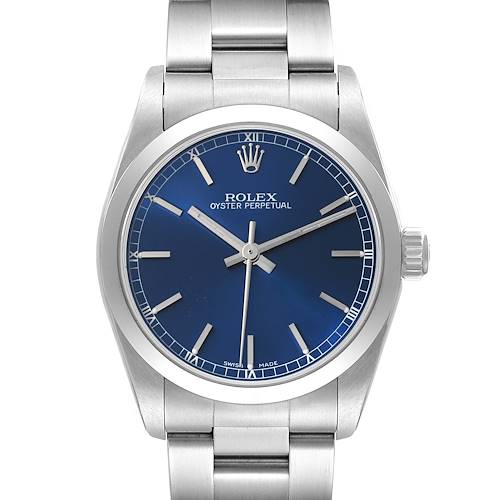 Photo of Rolex Oyster Perpetual Midsize 31mm Steel Blue Dial Ladies Watch 77080