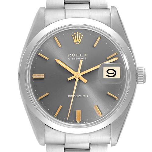 Photo of Rolex OysterDate Precision Slate Dial Steel Vintage Mens Watch 6694