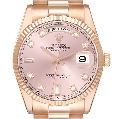 Pre Owned Rose Gold Rolex President Watches SwissWatchExpo