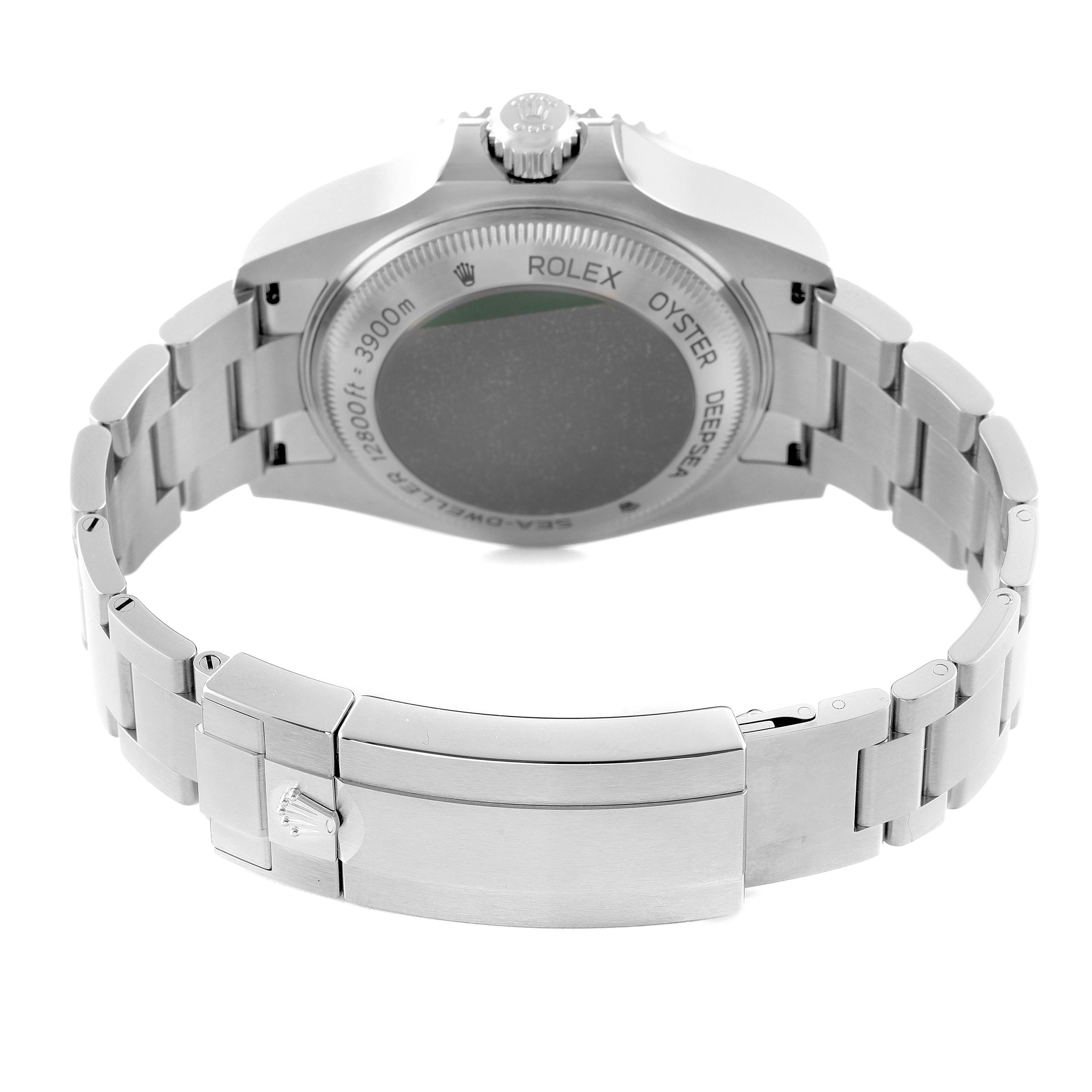 This image shows the back case and bracelet of the Rolex Sea-Dweller 126660 Men
s Stainless Steel Blue Dial 126660 Men
s Stainless Steel Blue Dial watch, viewed from a rear angle.