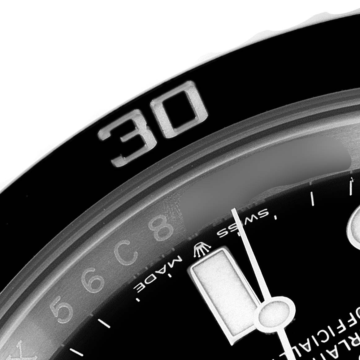 This image highlights the bezel and a partial view of the dial on a Rolex Submariner 126610 Men
s Stainless Steel Black Dial 126610 Men
s Stainless Steel Black Dial watch from an angled perspective.