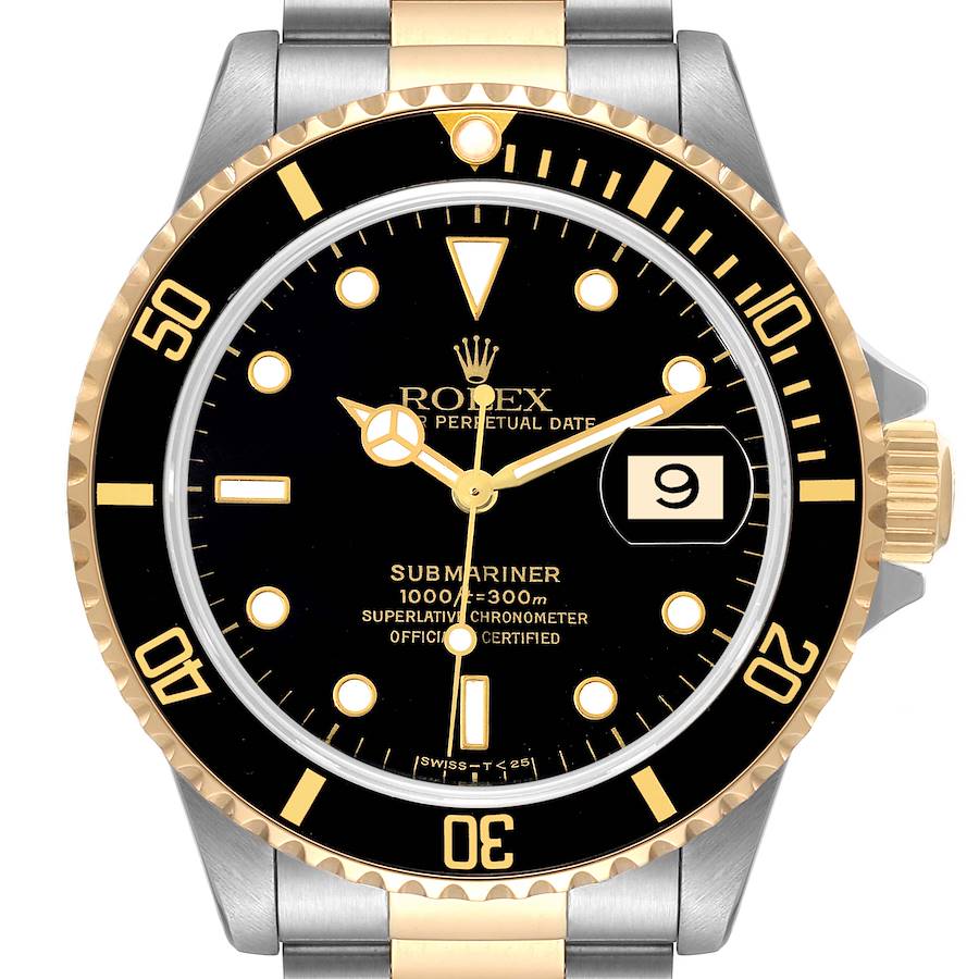 Rolex Submariner Steel Yellow Gold Black Dial Mens Watch 16613 SwissWatchExpo