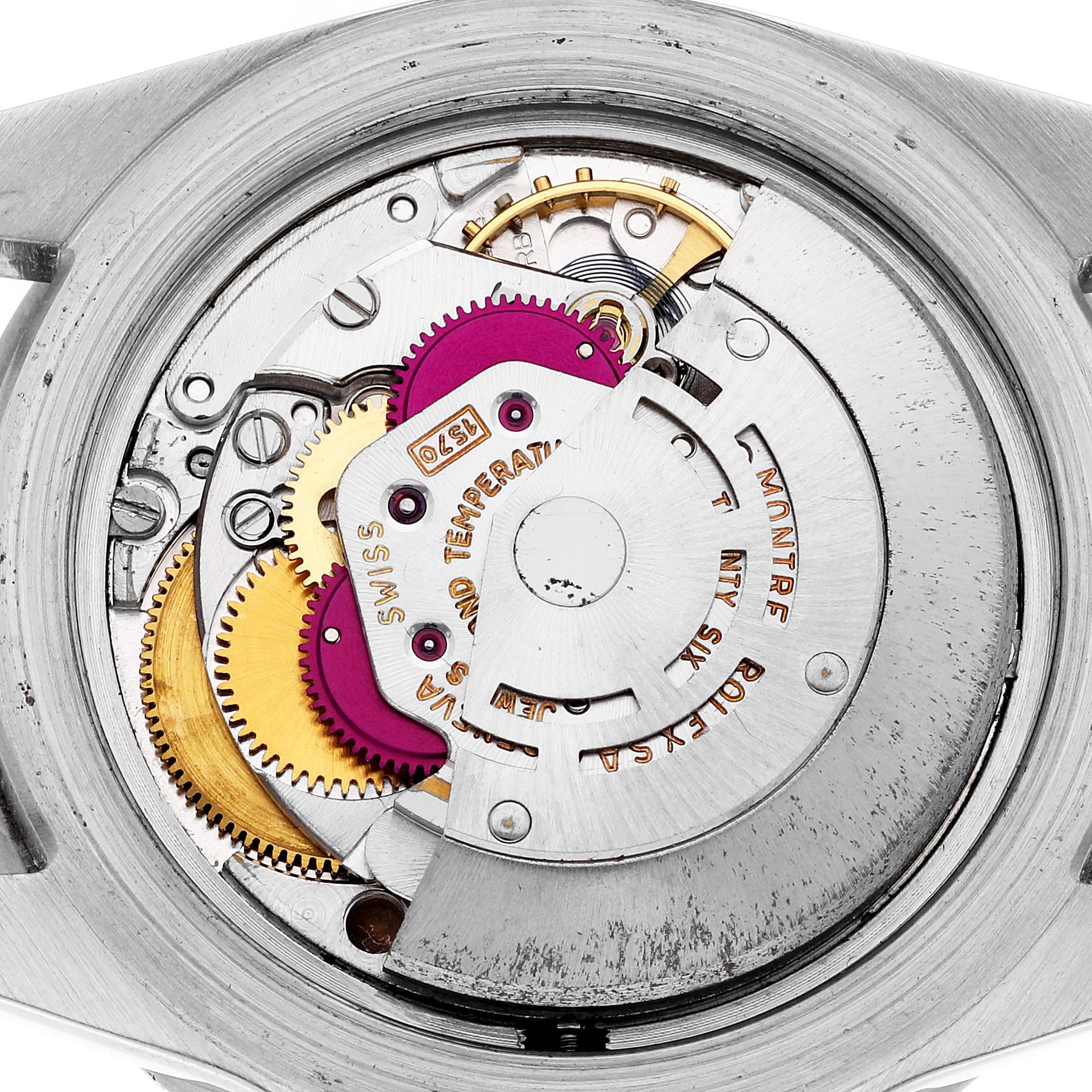 The image shows a close-up interior view of the movement mechanism of a Vintage Collection model by Rolex.