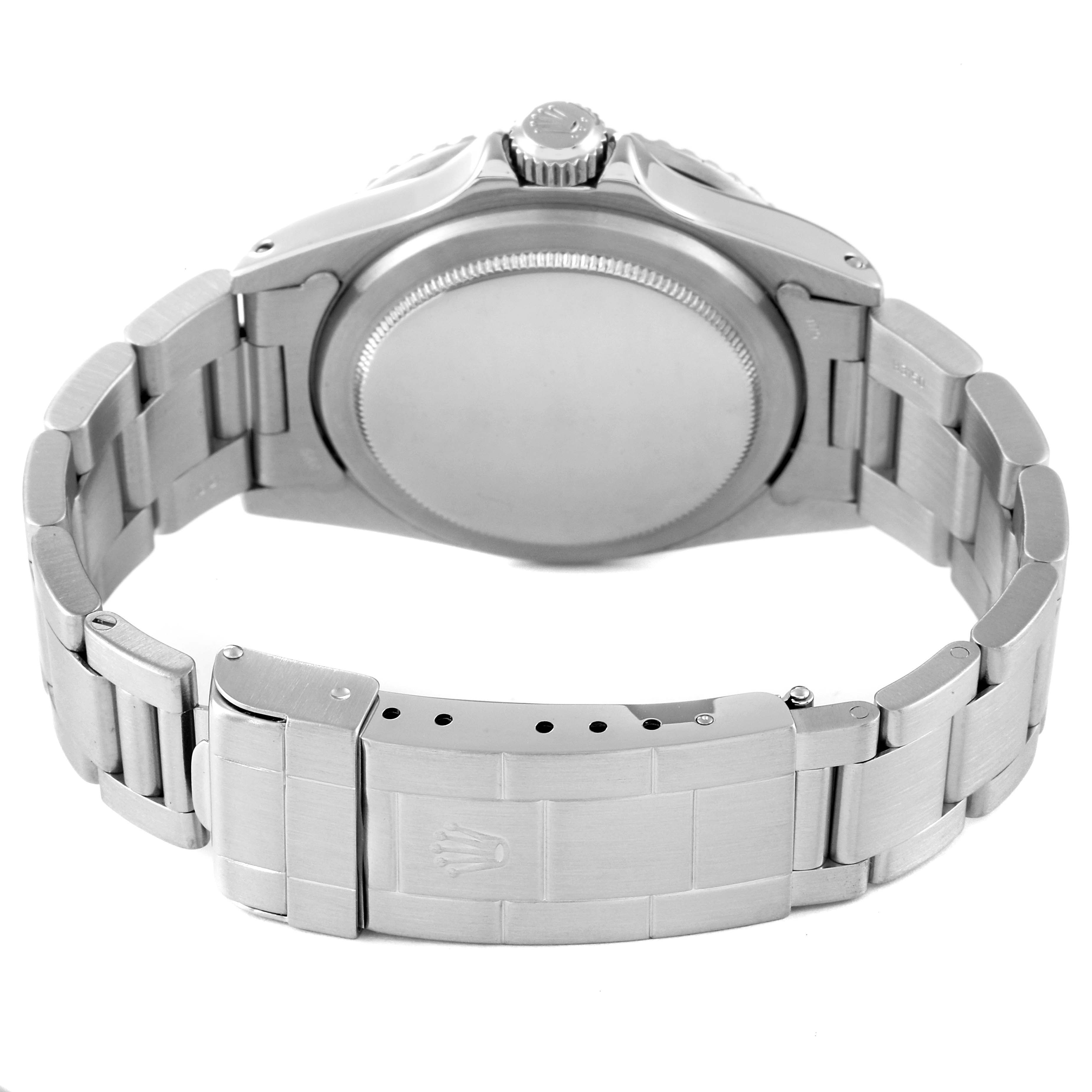 This image shows the back view of the Rolex Vintage Collection 5512 Men's Stainless Steel Black Dial 5512 Men's Stainless Steel Black Dial watch, highlighting its stainless steel case, bracelet, and clasp.