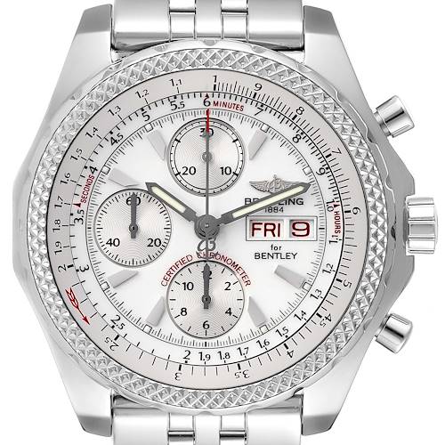 Photo of Breitling Bentley Motors GT White Dial Chronograph Watch A13362 Box Papers