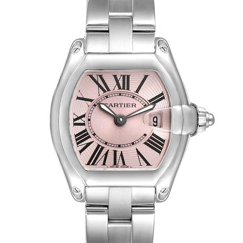 Photo of Cartier Roadster Pink Dial Steel Ladies Watch W62017V3 Box Papers