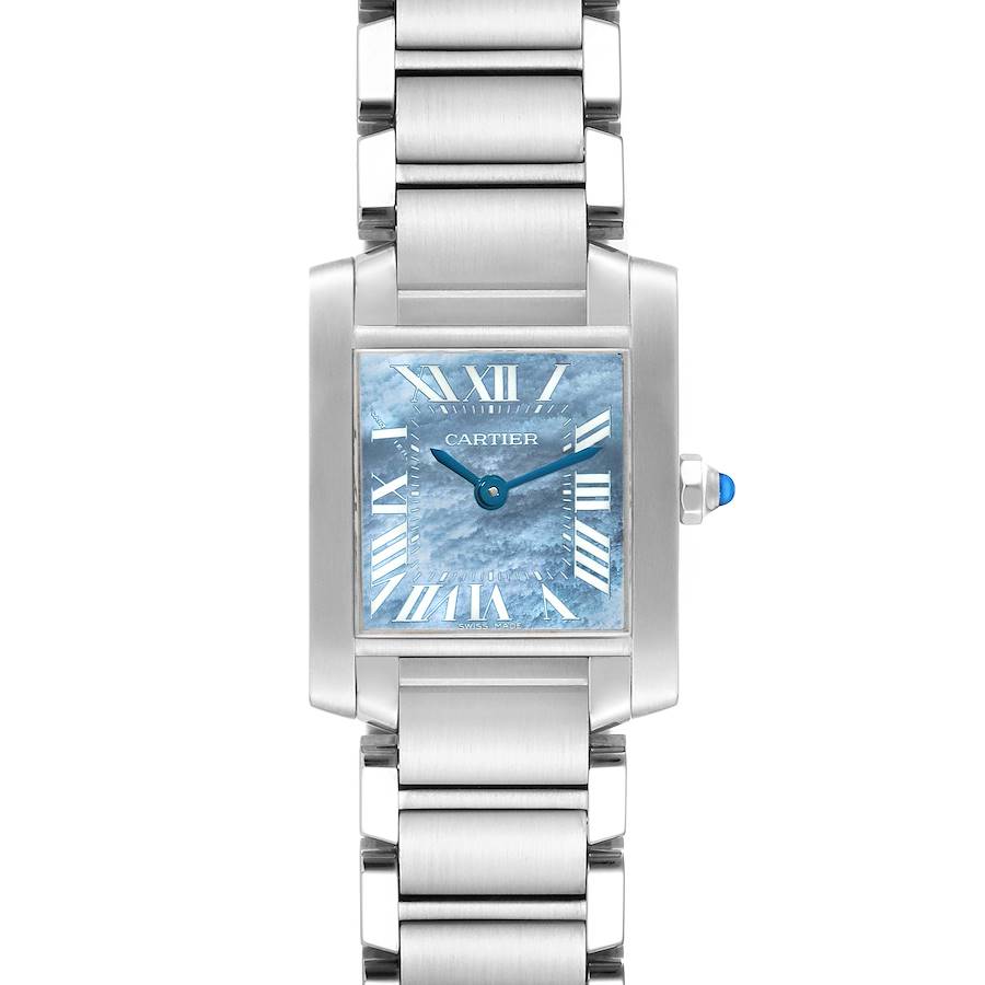 Cartier Tank Francaise Blue Mother of Pearl Dial Steel Ladies Watch W51034Q3 SwissWatchExpo