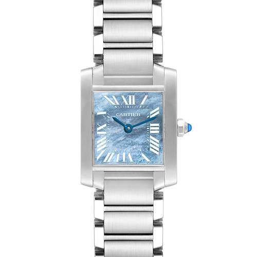 Photo of Cartier Tank Francaise Blue Mother of Pearl Dial Steel Ladies Watch W51034Q3