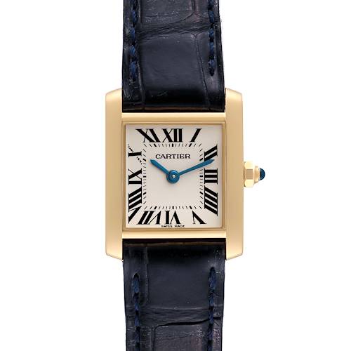 Photo of Cartier Tank Francaise Yellow Gold Blue Strap Ladies Watch W5000256