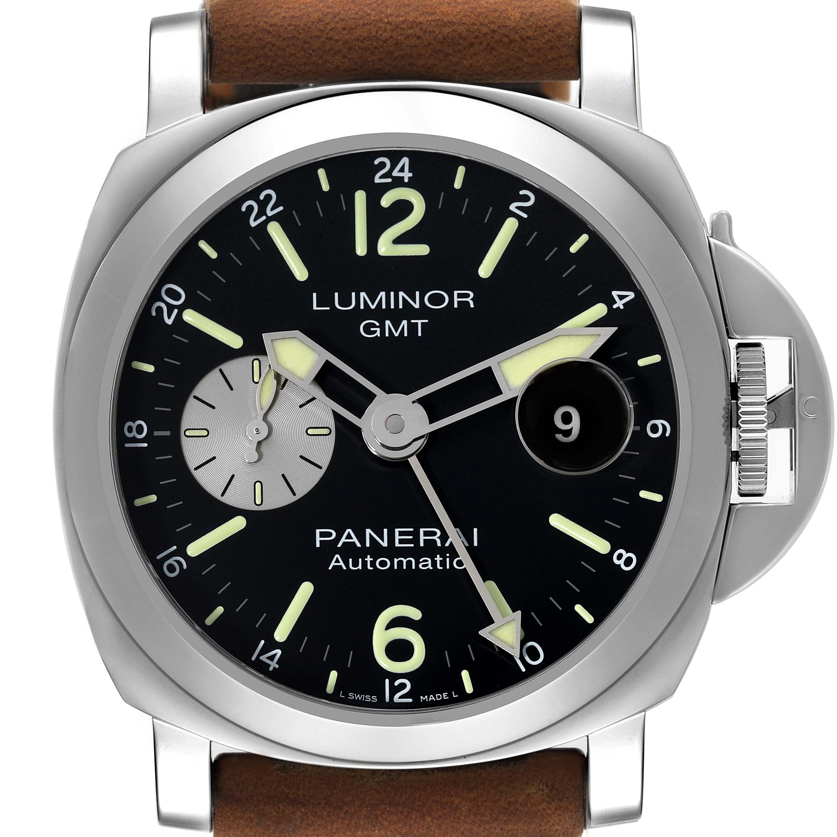 Panerai Luminor GMT 44mm Automatic Steel Black Dial Mens Watch PAM01088 ...