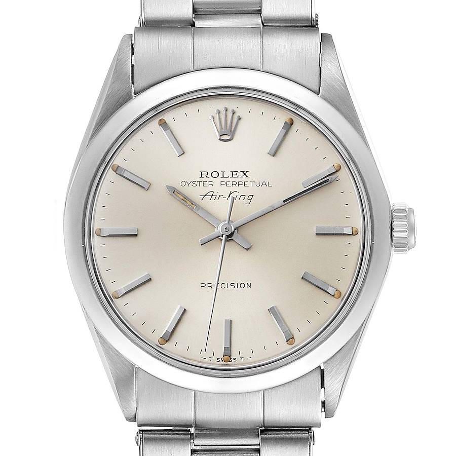 Rolex Air King Vintage Stainless Steel Silver Dial Mens Watch 5500 SwissWatchExpo