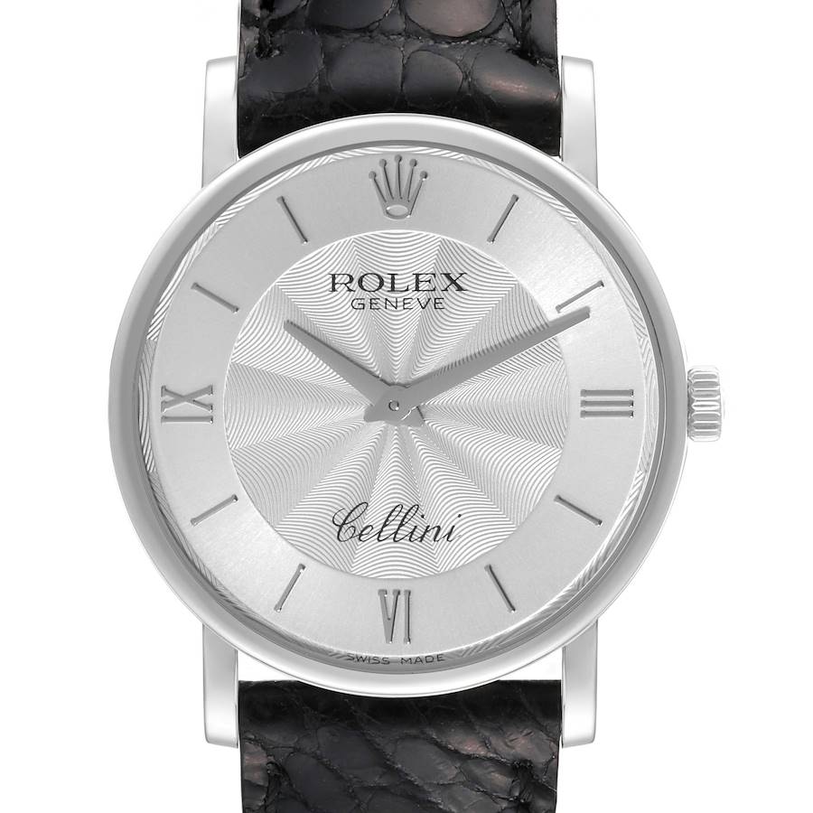 Rolex Cellini Classic White Gold Decorated Silver Dial Mens Watch 5115 Box Card SwissWatchExpo