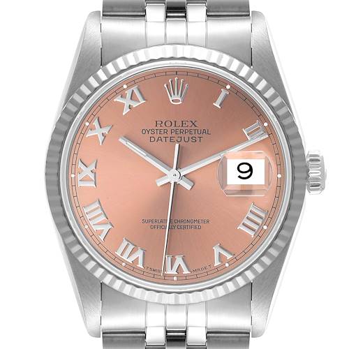 Photo of Rolex Datejust 36 Steel White Gold Salmon Dial Mens Watch 16234