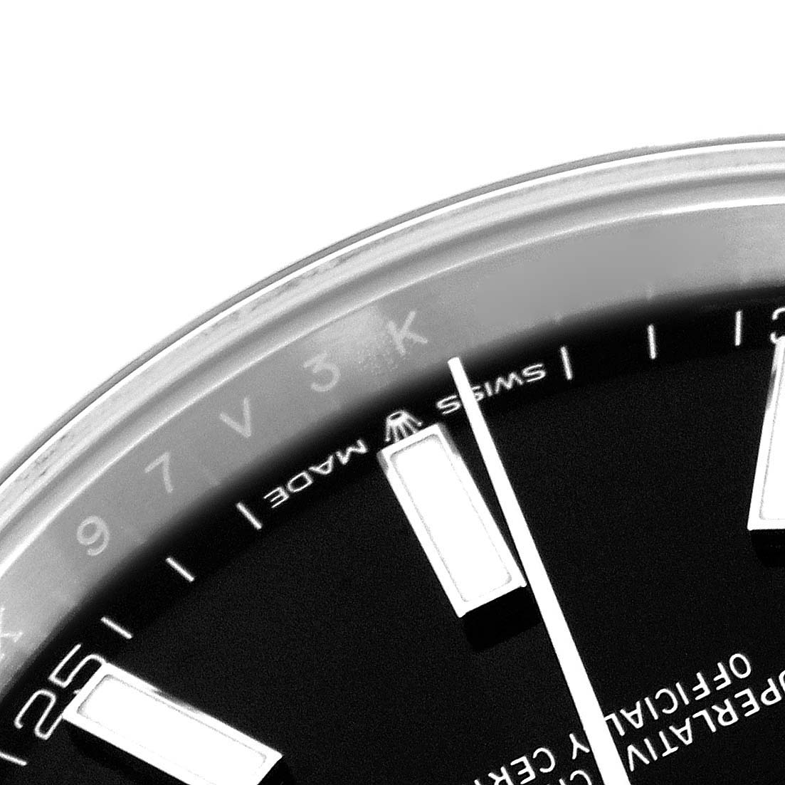 The image shows a close-up of the Rolex Datejust 41 126300 Men's Stainless Steel Grey Dial 126300 Men's Stainless Steel Grey Dial dial, displaying index markers and a partial view of the bezel.