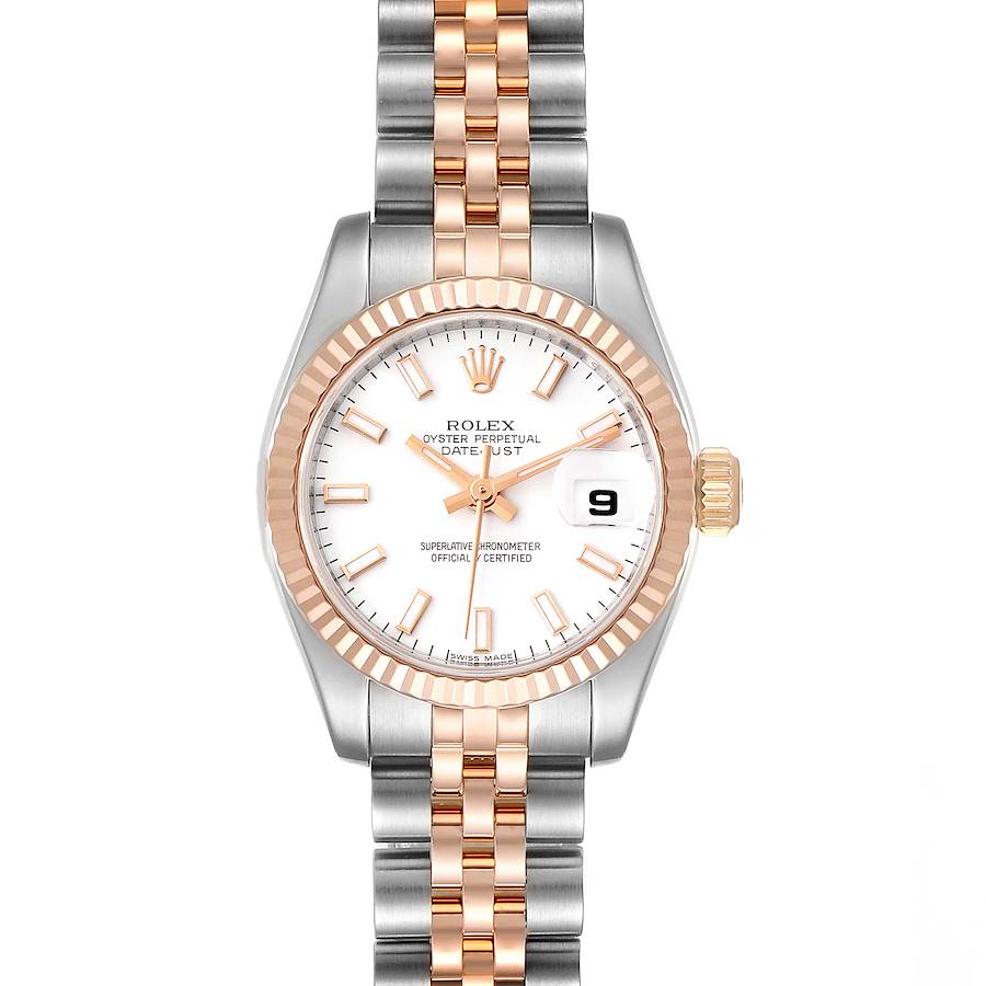 Rolex Datejust Steel Everose Gold White Dial Ladies Watch 179171 SwissWatchExpo