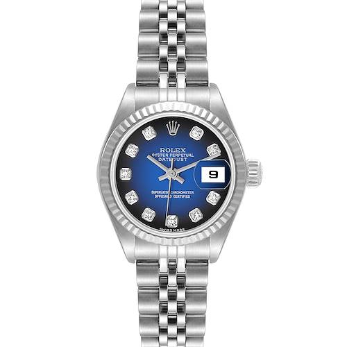 Photo of Rolex Datejust Steel White Gold Blue Vignette Diamond Dial Ladies Watch 79174