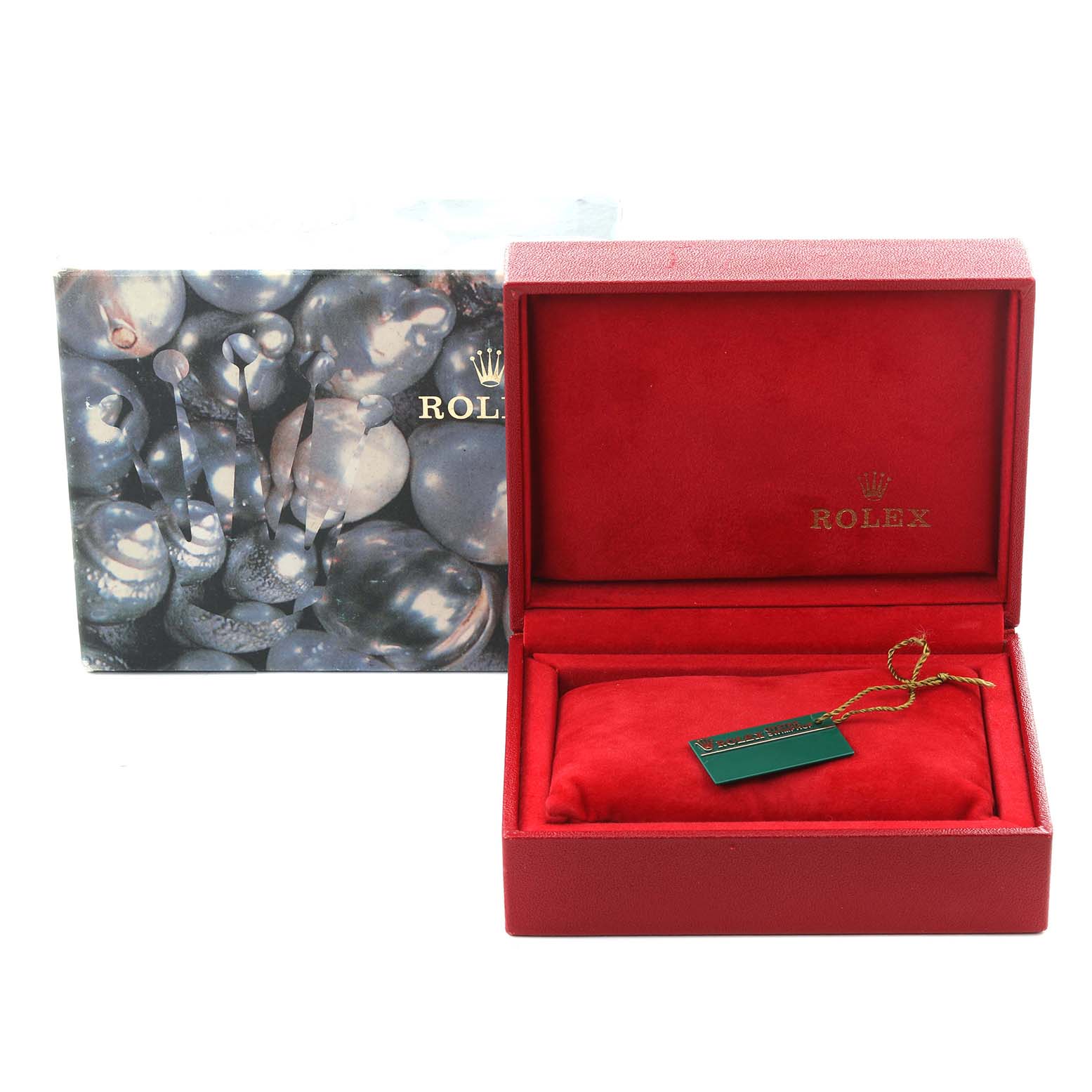 The image shows the red velvet box and packaging for a Rolex Datejust 69173 Women's Steel and Gold (two tone) Champagne Dial 69173 Women's Steel and Gold (two tone) Champagne Dial watch; the watch itself is not visible.