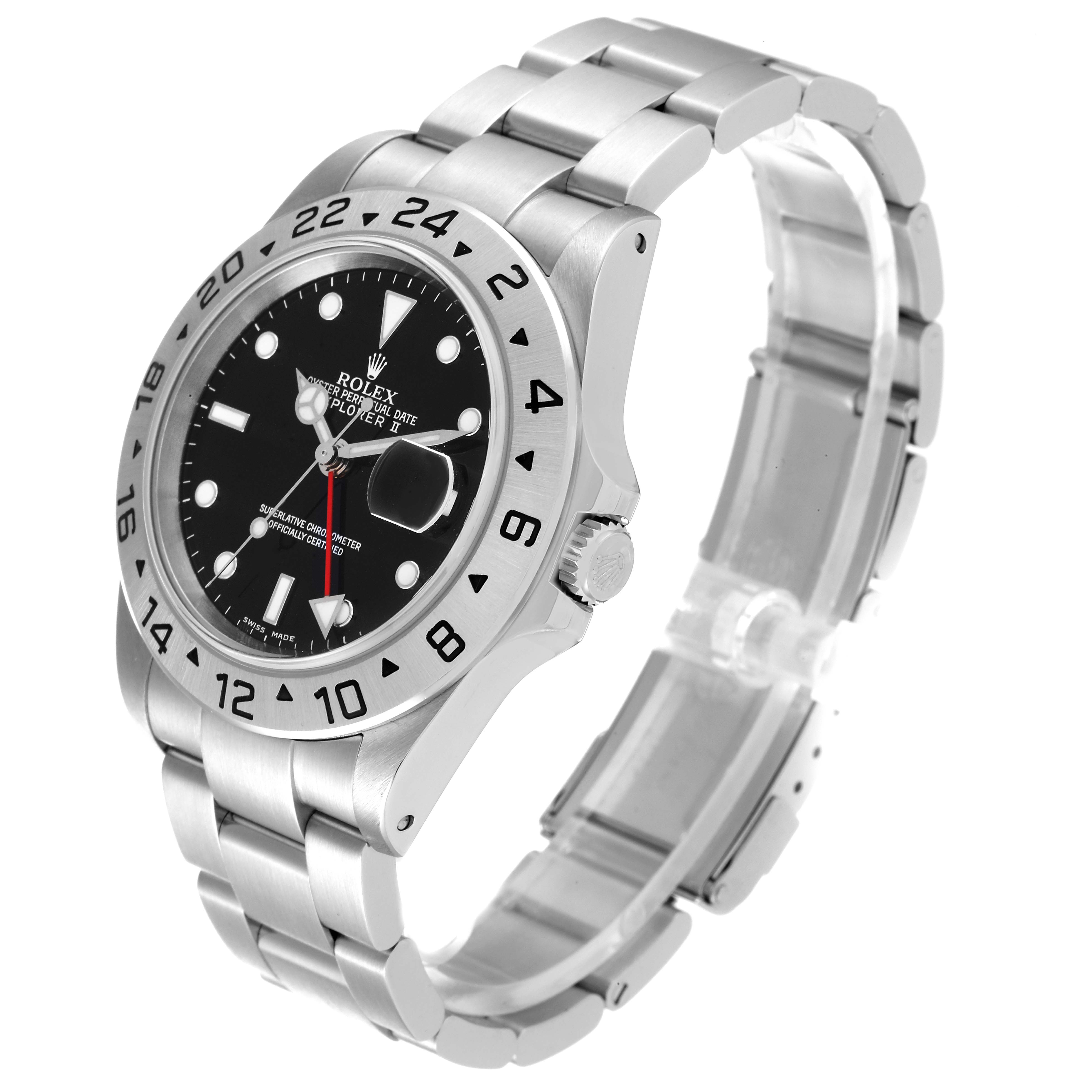 The image displays a Rolex Explorer 16570 Men
s Stainless Steel Black Dial 16570 Men
s Stainless Steel Black Dial model watch, showing a three-quarter frontal view with a clear view of the face, bezel, bracelet, and crown.