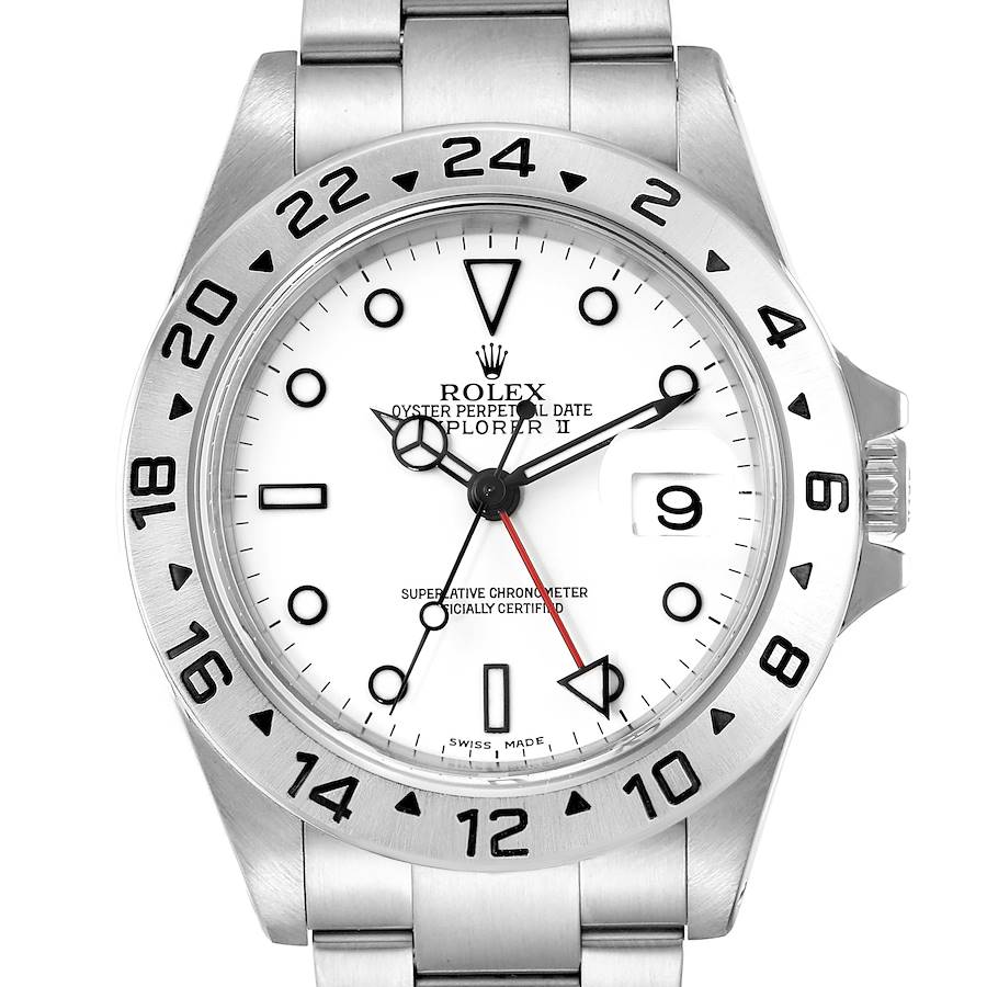 Rolex Explorer II White Dial Automatic Steel Mens Watch 16570 Box Papers SwissWatchExpo