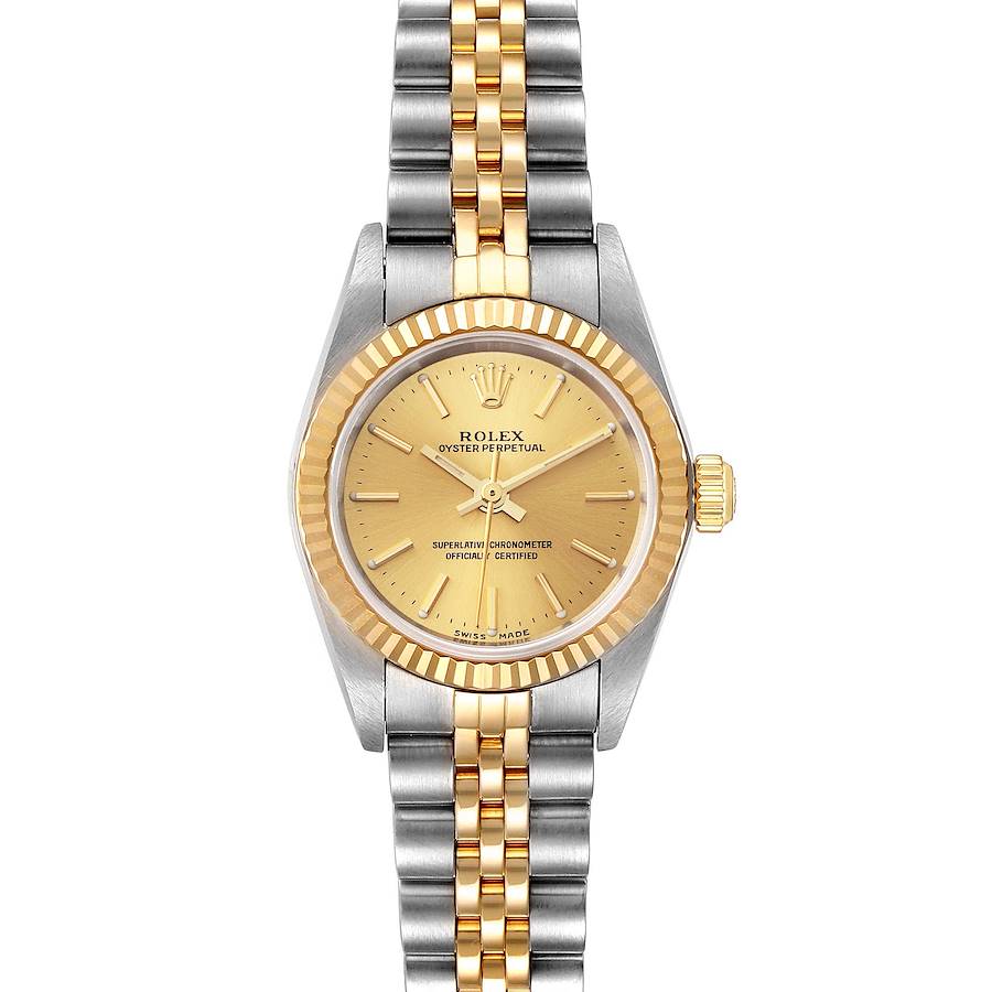 Rolex Oyster Perpetual NonDate Steel Yellow Gold Ladies Watch 76193 SwissWatchExpo