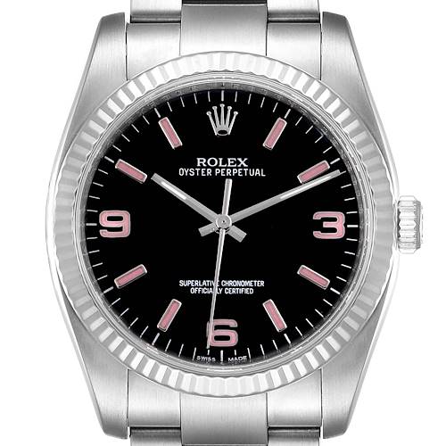 Photo of Rolex Oyster Perpetual Steel White Gold Black Dial Unisex Watch 116034