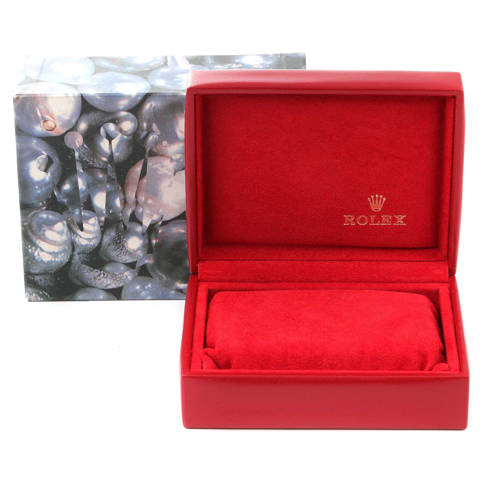 This image shows the open presentation box and outer packaging for a Rolex President 69178 Women
s Yellow Gold Champagne Dial 69178 Women
s Yellow Gold Champagne Dial model watch.