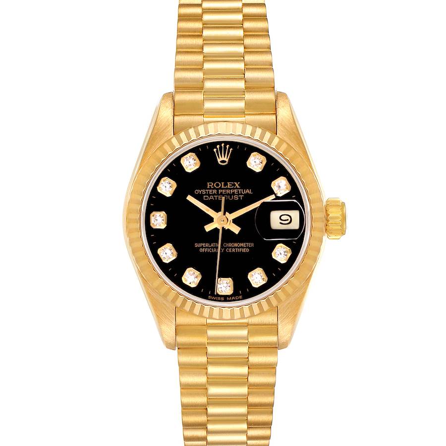 The Rolex President watch is shown from the front, displaying the full dial, bezel, and bracelet.