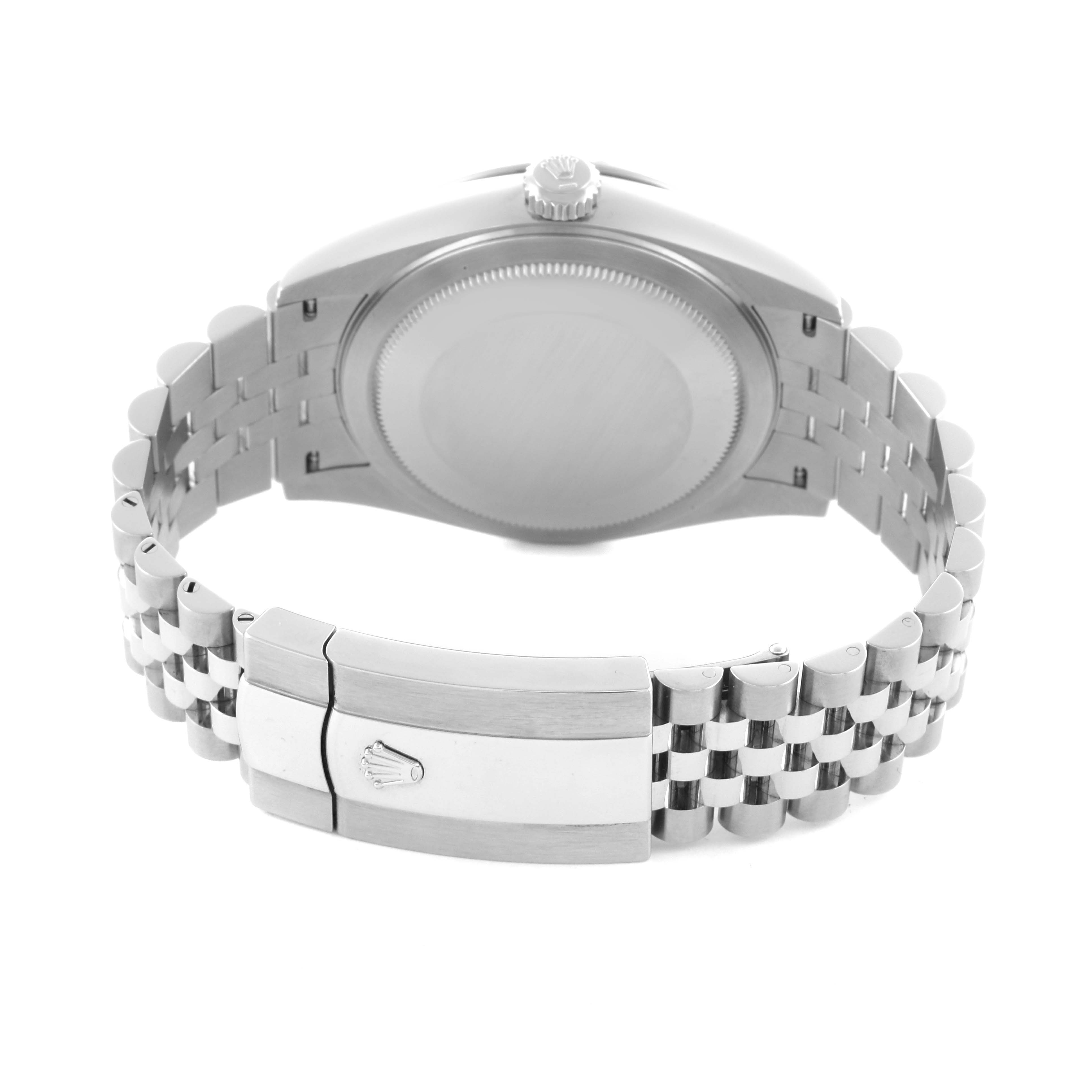 The image shows the back of a Rolex Sky-Dweller 336934 Men
s Steel and Gold (two tone) Green Dial 336934 Men
s Steel and Gold (two tone) Green Dial, focusing on the clasp and bracelet.