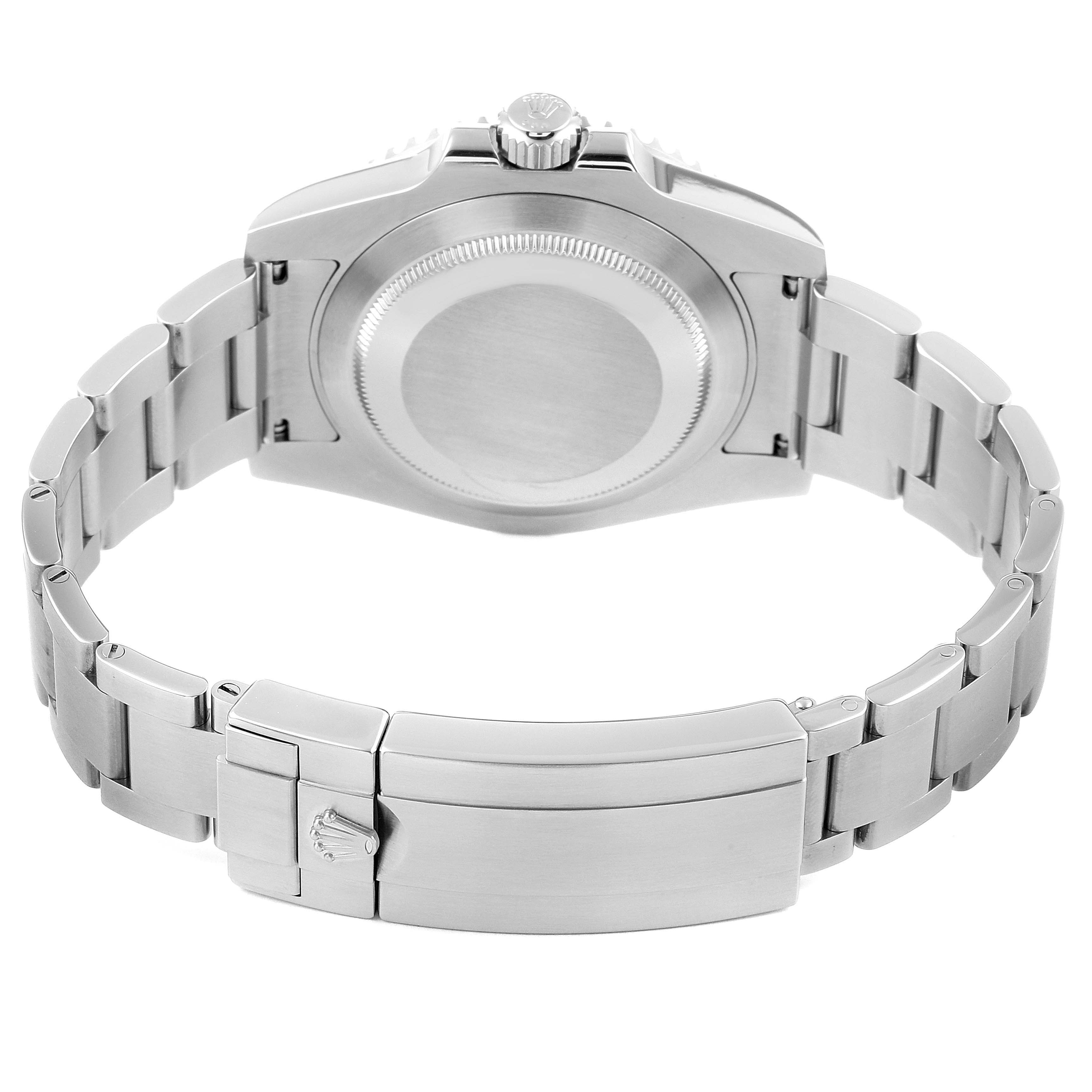 This image shows the back case and bracelet of a Rolex Submariner 114060 Men's Stainless Steel Black Dial 114060 Men's Stainless Steel Black Dial watch.