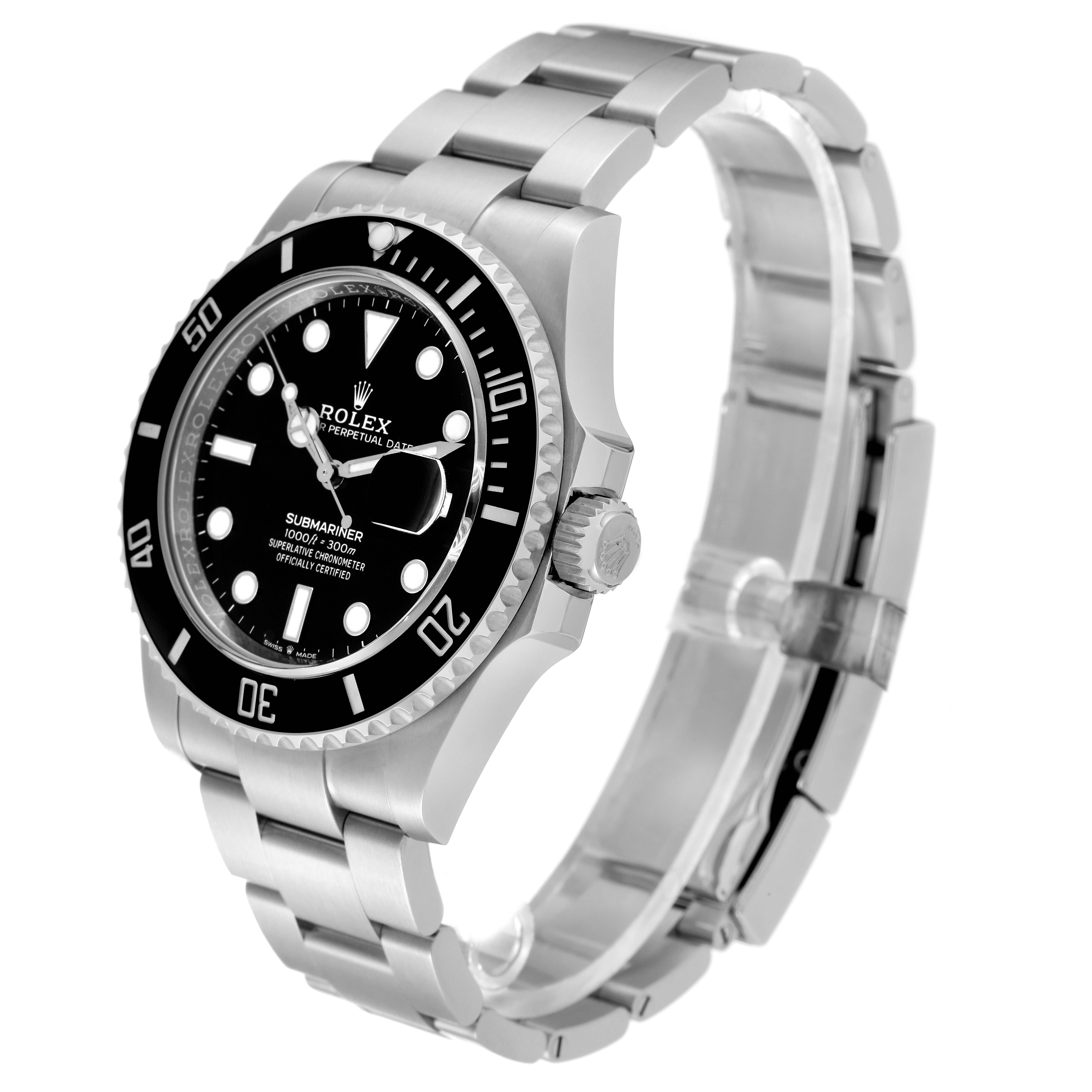 The image shows a Rolex Submariner 126610 Men
s Stainless Steel Black Dial 126610 Men
s Stainless Steel Black Dial watch at a slight angle, highlighting the dial, bezel, crown, and metal bracelet.