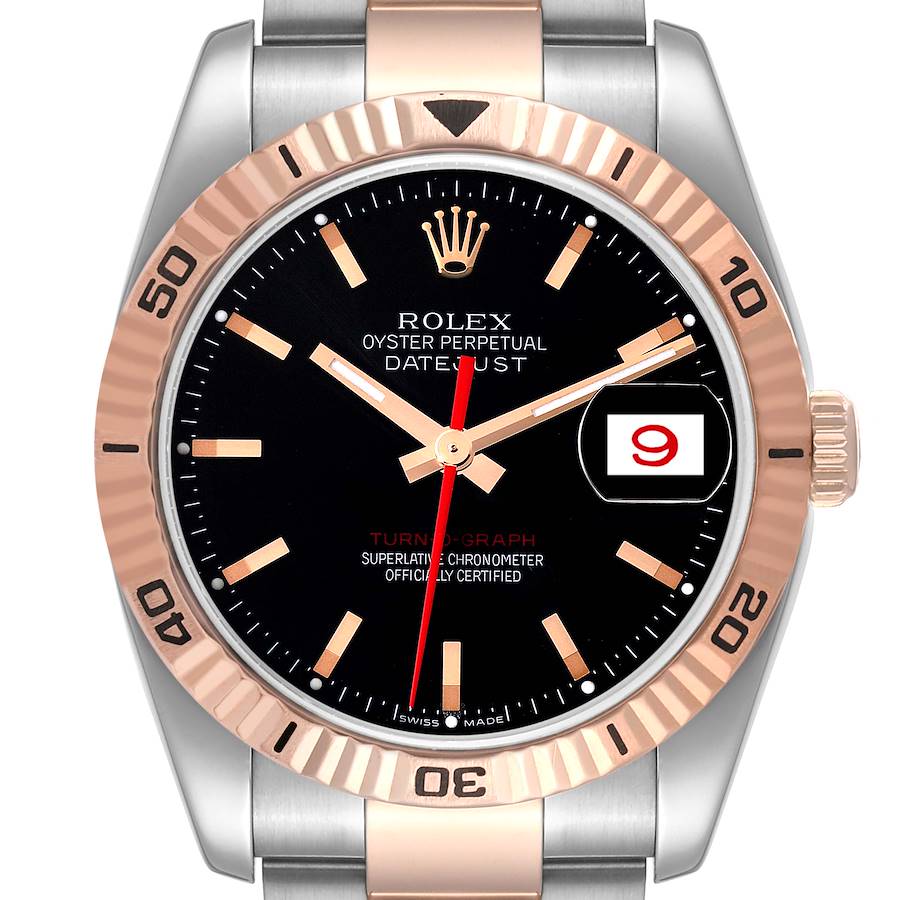 Rolex Turnograph Datejust Steel Rose Gold Mens Watch 116261 Box Papers SwissWatchExpo