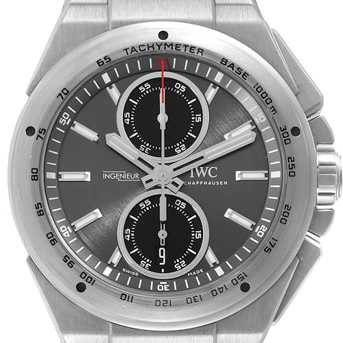 Photo of IWC Ingenieur Chronograph Racer Gray Dial Steel Mens Watch IW378508 Box Card