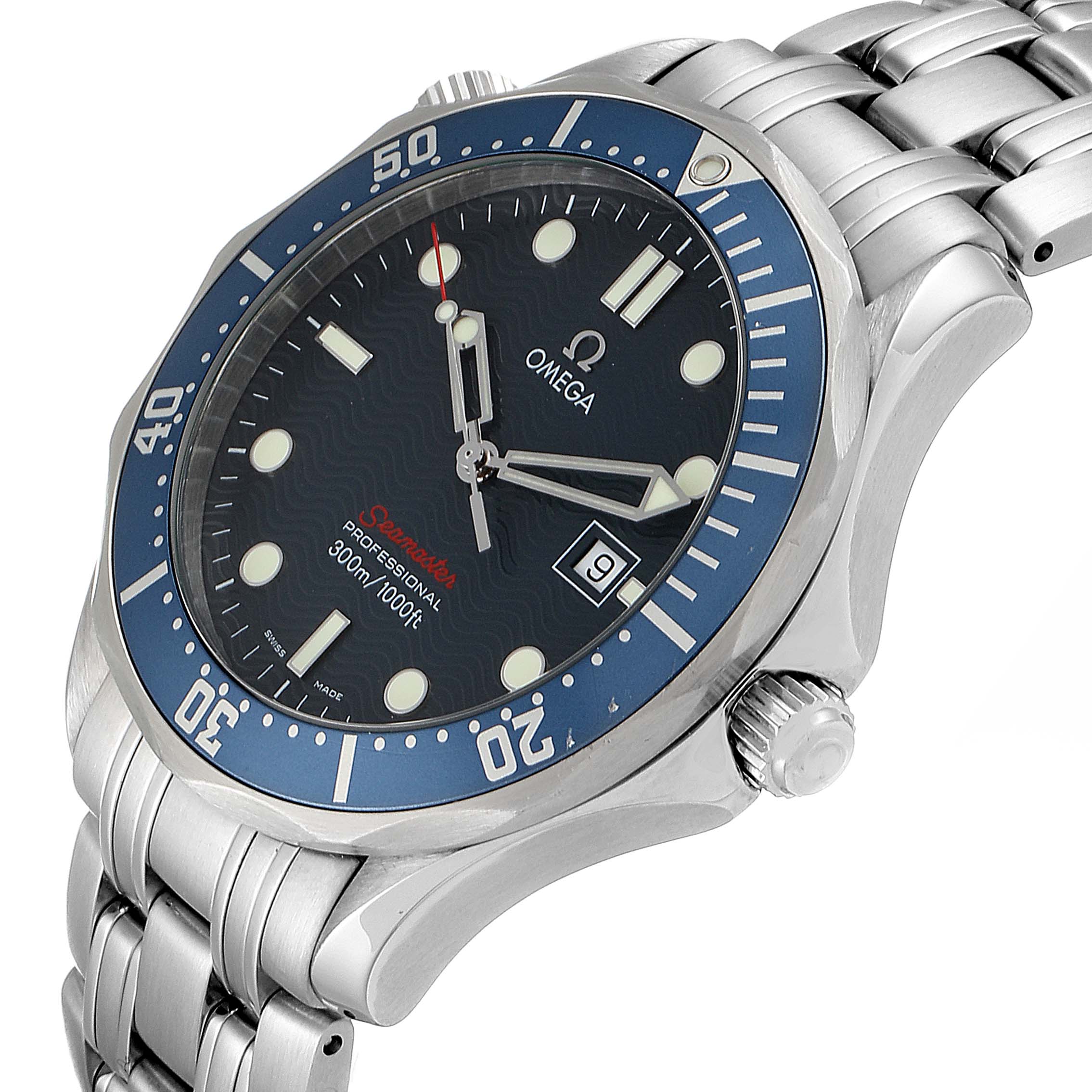 Omega Seamaster Bond 300M Blue Wave Dial Mens Watch 2221.80.00 ...