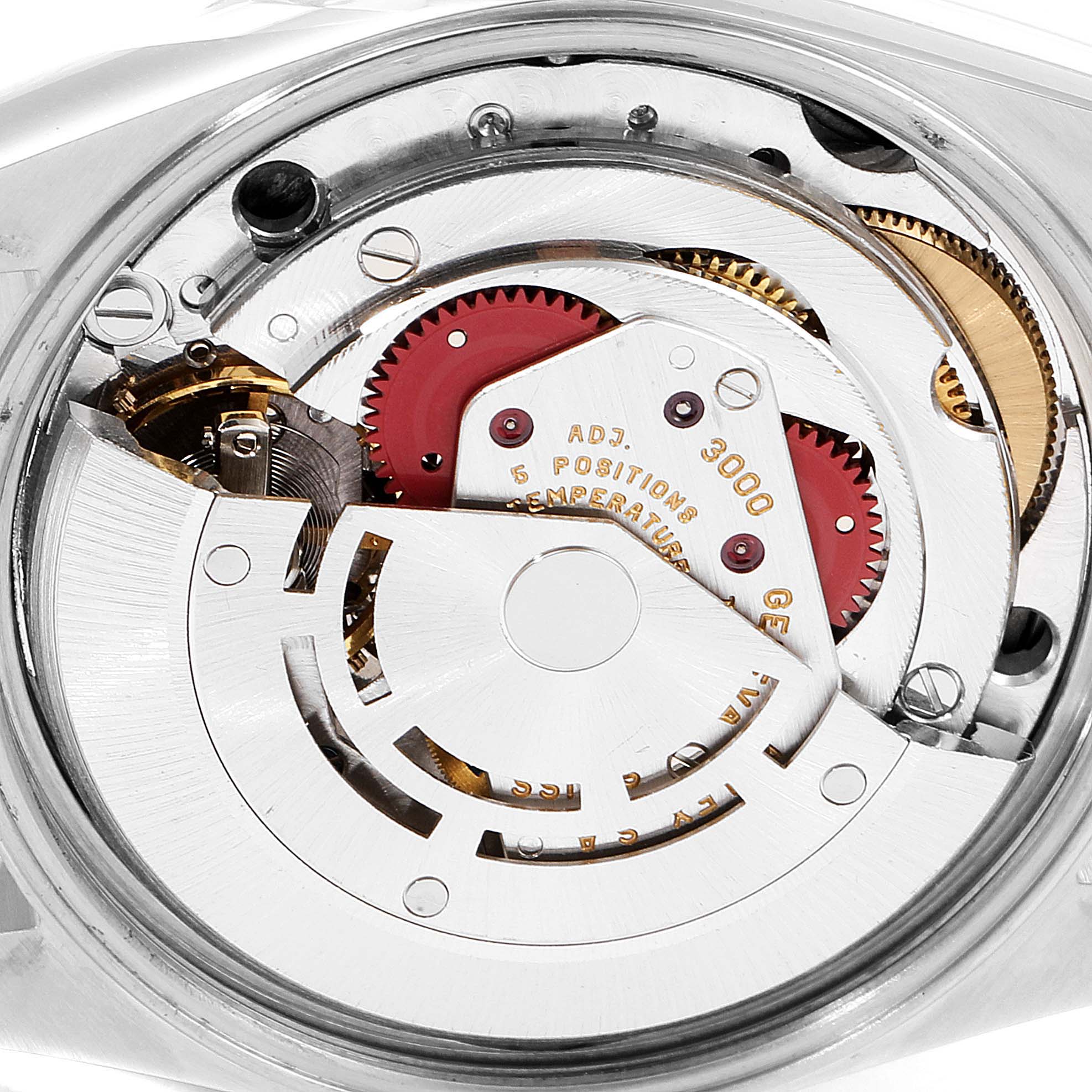 This image shows the inner mechanical movement of the Rolex Air-King 14000 Men's Stainless Steel Black Dial 14000 Men's Stainless Steel Black Dial watch from a close-up angle.