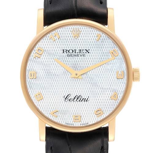 Photo of Rolex Cellini Classic Yellow Gold Mother of Pearl Dial Mens Watch 5115 Card