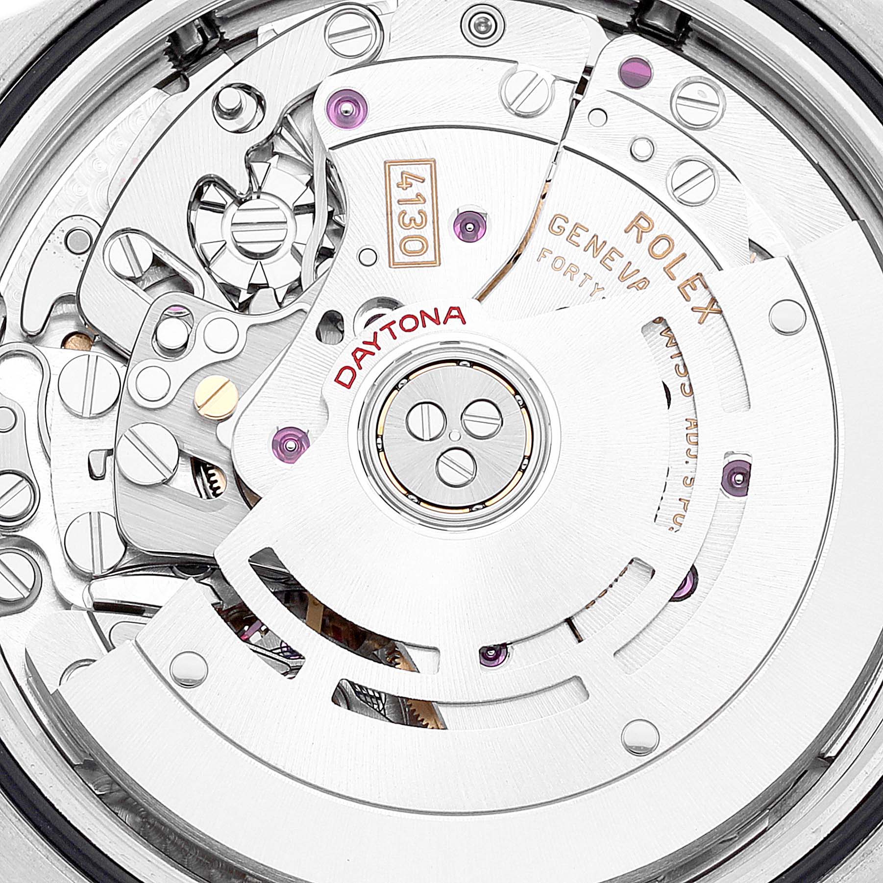 This close-up image shows the intricate inner mechanics and movement of the Rolex Daytona 116503 Men's Steel and Gold (two tone) White Dial 116503 Men's Steel and Gold (two tone) White Dial watch model.