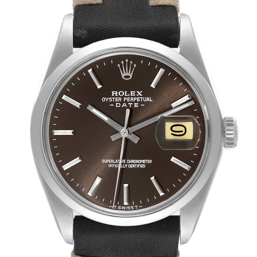 Rolex Date Brown Dial Steel Vintage Mens Watch 1500 SwissWatchExpo