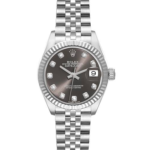 Photo of Rolex Datejust 28 Steel White Gold Dark Grey Diamond Dial Ladies Watch 279174