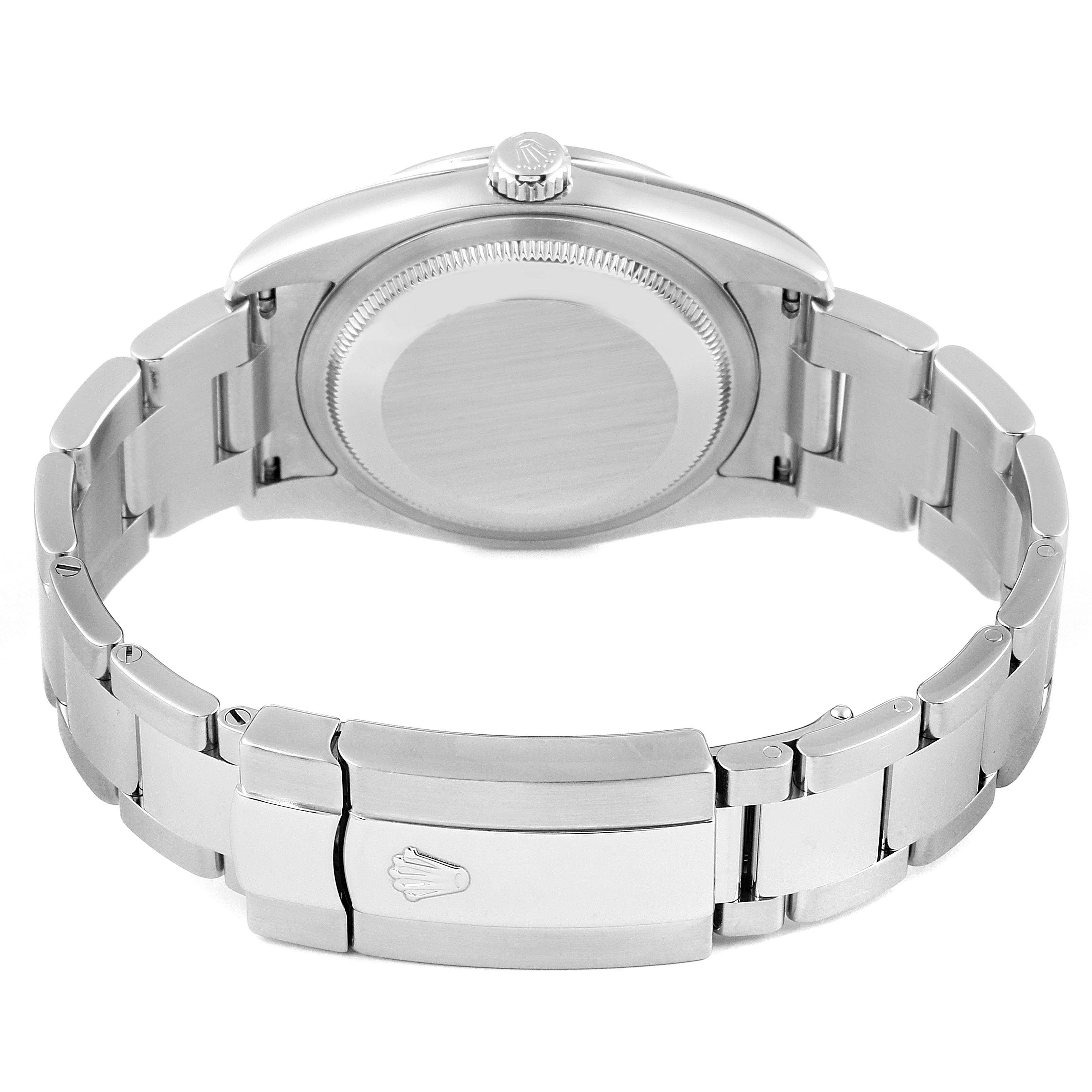 The image shows the back case and bracelet clasp of a Rolex Datejust 116244 Men's Stainless Steel Black Dial 116244 Men's Stainless Steel Black Dial watch from a rear angle.